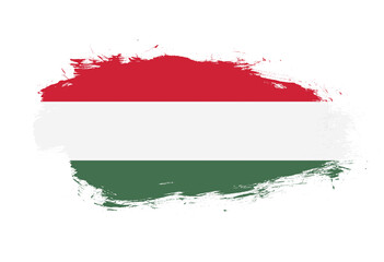 Flag of hungary on white stroke brush background