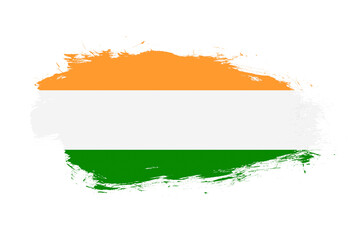 Flag of india on white stroke brush background
