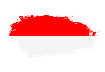 Flag of indonesia on white stroke brush background