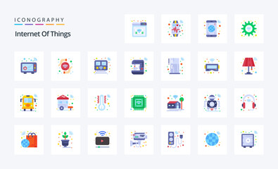 25 Internet Of Things Flat color icon pack. Vector icons illustration