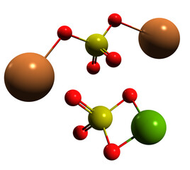  3D image of Calimagnesia skeletal formula - molecular chemical structure of  potassium - magnesium sulfate isolated on white background
