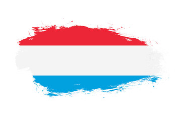 Flag of luxembourg on white stroke brush background