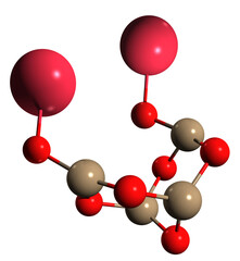  3D image of Borax skeletal formula - molecular chemical structure of sodium tetraborate decahydrate isolated on white background
