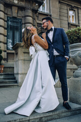 bride and groom dancing