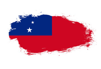 Flag of samoa on white stroke brush background