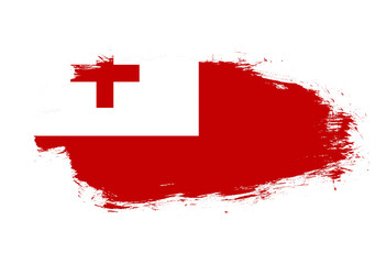 Flag of tonga on white stroke brush background