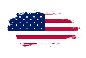 Flag of united states on white stroke brush background