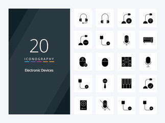 20 Devices Solid Glyph icon for presentation. Vector icons illustration