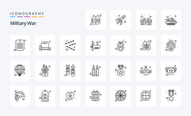 25 Military War Line icon pack. Vector icons illustration