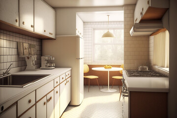 Interior Design. Architecture. Computer generated image of kitchen. Architectural Visualization. 3D rendering. Future