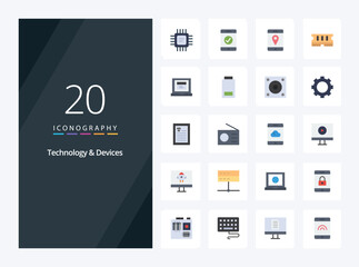 Fototapeta na wymiar 20 Devices Flat Color icon for presentation