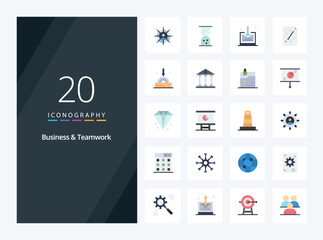 20 Business And Teamwork Flat Color icon for presentation