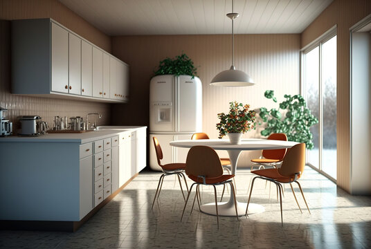 Interior Design. Architecture. Computer generated image of kitchen. Architectural Visualization. 3D rendering. Future