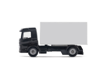 Cargo delivery truck miniature isolated on white background with clipping path