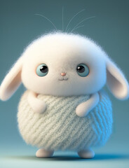 Cute fantasy bunny, adorable fluffy rabbit, toy,  illustration, generated art, ai