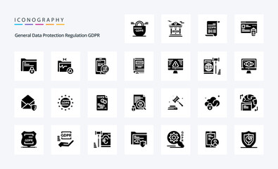 25 Gdpr Solid Glyph icon pack