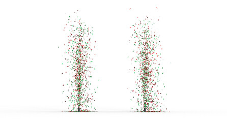 projection de confettis rouges et verts sur fond transparent - rendu 3D