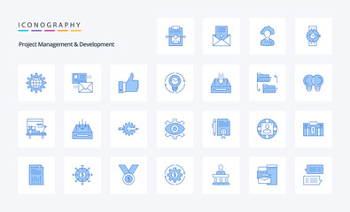 25 Project Management And Development Blue icon pack