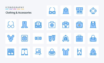 Fototapeta na wymiar 25 Clothing Accessories Blue icon pack