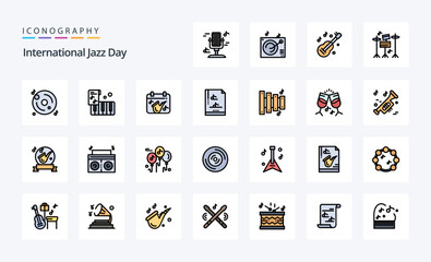 25 International Jazz Day Line Filled Style icon pack