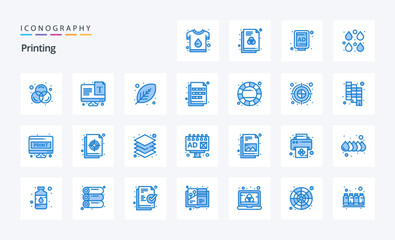 25 Printing Blue icon pack