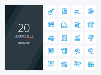20 Construction Blue Color icon for presentation