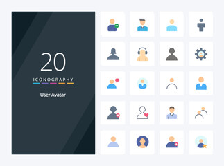 20 User Flat Color icon for presentation