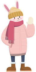 겨울옷을 입고 있는 토끼. 토끼는 2023년 상징 동물이다.
