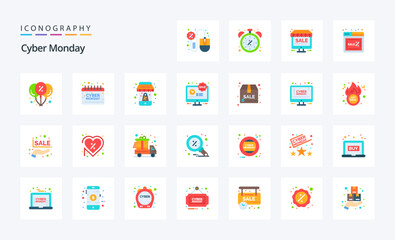 25 Cyber Monday Flat color icon pack