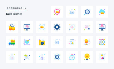 25 Data Science Flat color icon pack