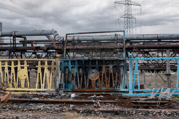 Fototapeta premium destroyed buildings of the workshop of the Azovstal plant in Mariupol Ukraine