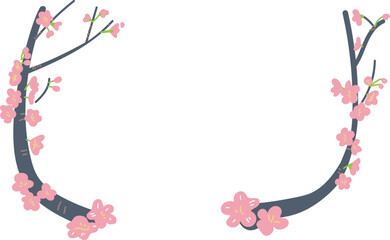 桜の花が咲いている枝　イラスト素材	
 - obrazy, fototapety, plakaty