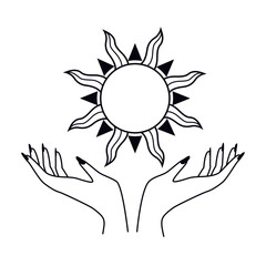 esoteric hands lifting sun
