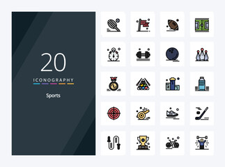 20 Sports line Filled icon for presentation