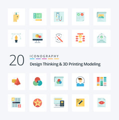20 Design Thinking And D Printing Modeling Flat Color icon Pack like idea sketching wallpaper wireframing client