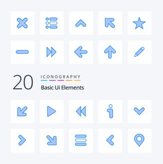 20 Basic Ui Elements Blue Color icon Pack like arrows interface control information
