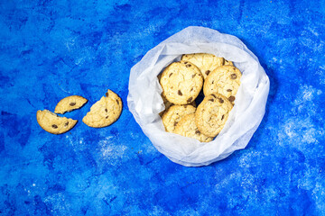 homemade chocolate chip cookies on cutting board