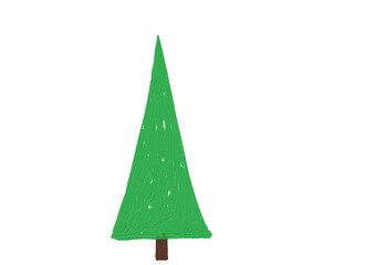 Fototapeta premium Hand drawn oil brush stroke Christmas tree with star isolated on png or transparent background. Graphic resources for New Year, Birthdays and luxury card.