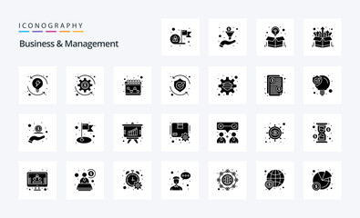 25 Business And Management Solid Glyph icon pack