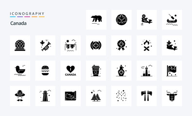 25 Canada Solid Glyph icon pack