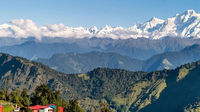 Clouds hyperlapse timelapse Himalaya mountain peaks view scenic 4k, India