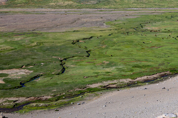 View of the landscape at Paso Vergara / Paso del Planch&oacute;n in Argentina while climbing up to the complex of the three volcanos Azufre, Peteroa and Planch&oacute;n 