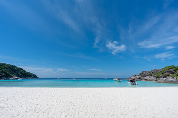 Beautiful nature of the islands in the sunny day with the Andaman Sea background at Similan Islands, island No.8 at Similan national park, Phang nga Thailand