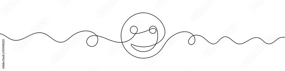 Sticker smile in continuous line drawing style. line art of smiling icon. vector illustration. smiling is dr