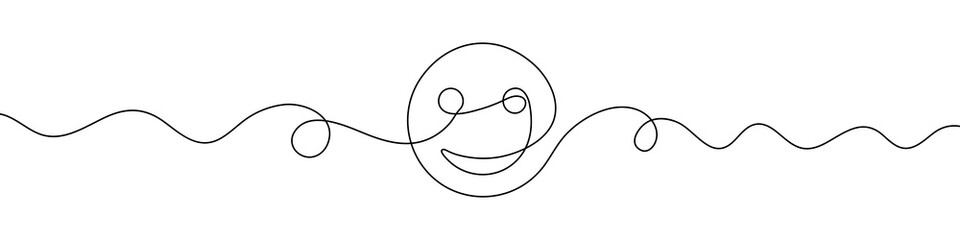Smile in continuous line drawing style. Line art of smiling icon. Vector illustration. Smiling is drawn with one line