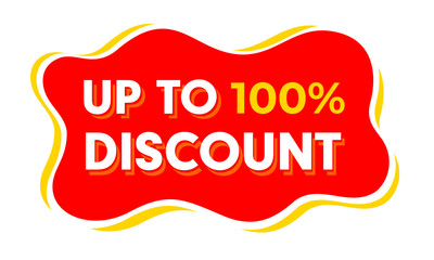 Up to 100% percent off Sales. Discount offer price sign. Special offer tag badge Vector Illustration design for shop and sale banners