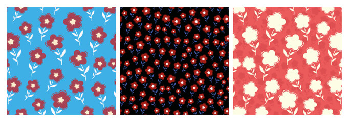 Garden flower, plants ,botanical ,seamless pattern vector design for fashion,fabric,wallpaper and all prints on green mint background color. Cute pattern in small flower. Small colorful flowers.