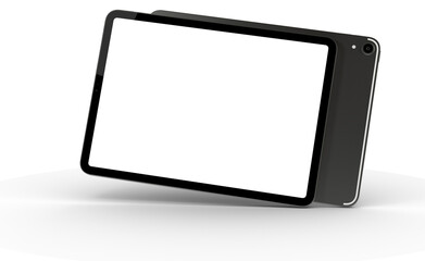 3D brandless tablet with empty screen isolated on white background © vege