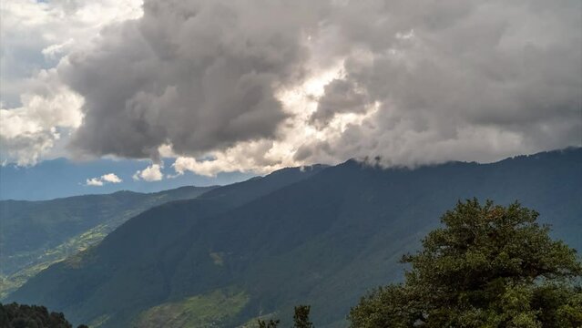 Clouds hyperlapse timelapse Himalaya mountain peaks view scenic 4k, India