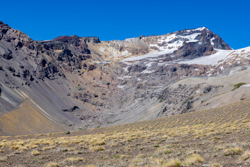 View of the breathtaking landscape at Paso Vergara / Paso del Planch&oacute;n in Argentina while climbing up to the complex of the three volcanos Azufre, Peteroa and Planch&oacute;n 